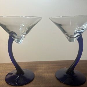 Elegant Blue Stem Martini Glasses